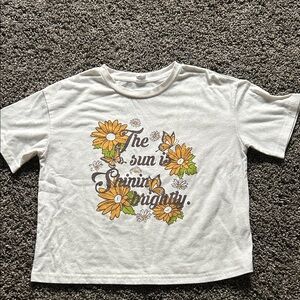 SHEIN White Tee with Yellow Floral Design